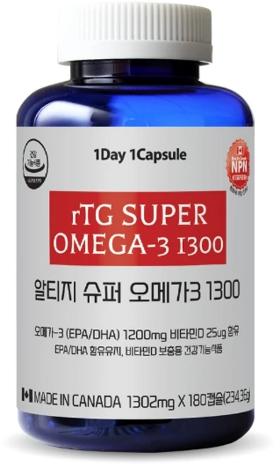 통라이프 rTG 슈퍼 알티지 오메가3 1300 234.36g, 180정, 1개 - 쿠팡