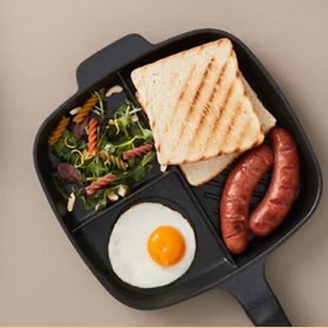 락앤락 3구 나눔팬 IH 24cm (CCB008IH) 직사각형타입 인덕션용 가스레인지용 하이라이트용 모든열원가능, 1개