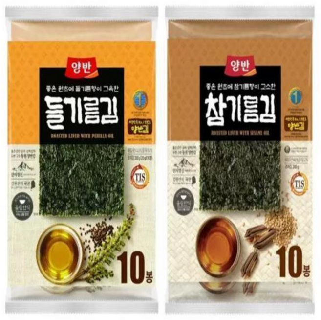 양반 들기름 참기름 전장김, 1개, 20g