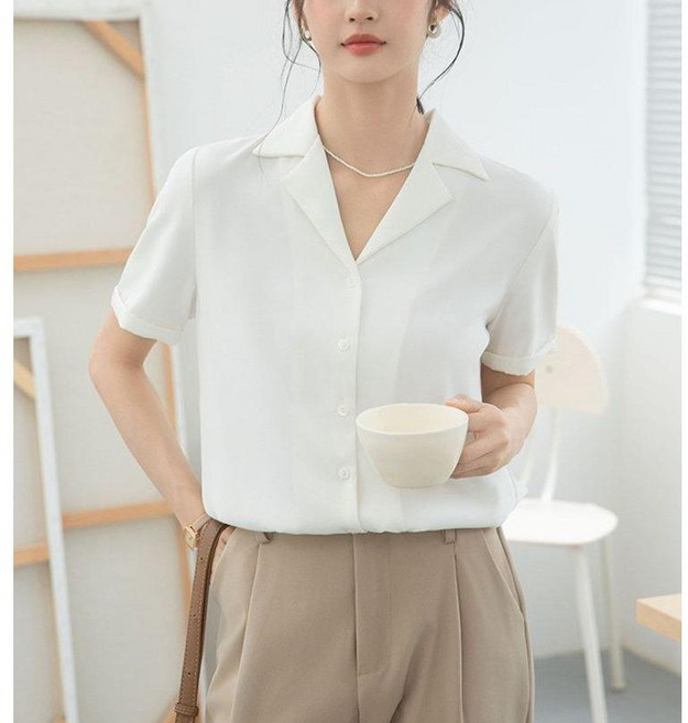 여성 반소매 셔츠블라우스 미혼남녀의효율적만남 이의영 옷 한지민 블라우스 셔츠 반팔 오피스룩