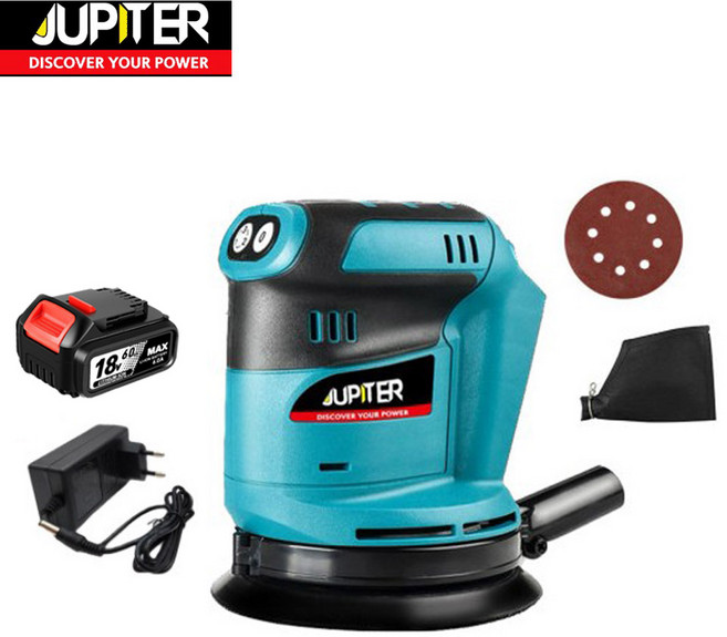 쥬피터 샌딩기 무선 충전 원형 샌더 18V 마끼다 배터리 호환 베어툴 JSD-18P, 04.샌딩기+6.0배터리+충전아답타, 1개