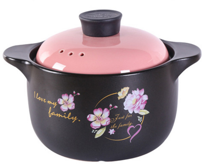 (해외직구)3.5L 자연 담은 무균열 뚝배기 (핑크+블랙), 상세 참조, 1개