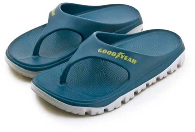 【GOODYEAR】固特異 舒適緩震Q彈休閒運動越野夾腳拖鞋 悍徒II系列 藍灰 53306 男, 27, 27 cm
