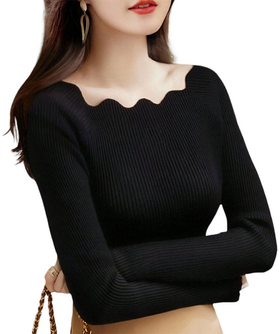 SOSISI 여성스웨터 섹시 골지 니트긴팔티 DS3M00765