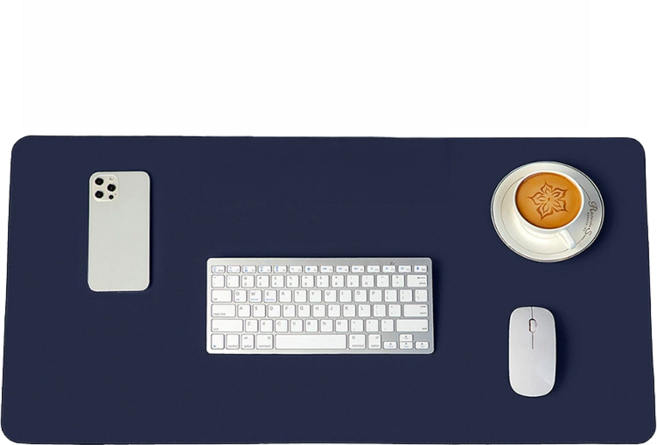 超大滑鼠墊 桌墊 止滑 辦公桌墊 防水桌墊 電腦桌墊 書桌墊 單面加絨 雙面拚色 防水防油, 單面海洋藍