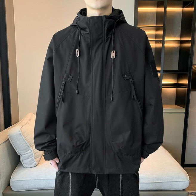 ASURE 남성 방풍 일상 지퍼 후드 점퍼 야상 점퍼