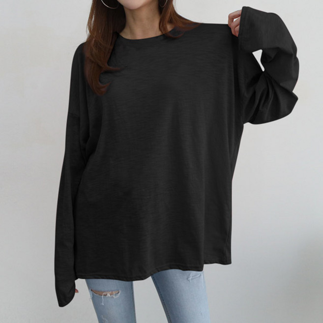 마이쏭 여성 루즈핏 빅사이즈 여름긴팔티 여리여리 더룩썸머슬라브박스티