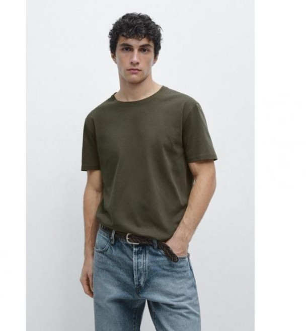 마시모두띠 Massimo Dutti베이직 티셔츠 - 카키 6675913