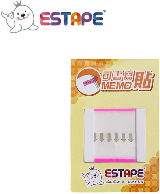 王佳ESTAPE 書籤式可手寫Memo隨手卡（色頭螢光4色.可書寫.標籤.註記.重複黏貼.便利貼.手帳.裝飾.日記 ）, 色頭螢光桃紅, 1個