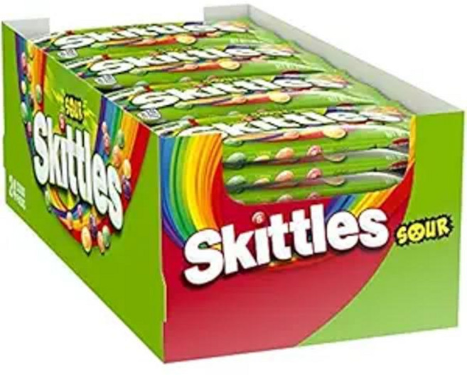 SKITTLES 개별 포장된 쫄깃쫄깃한 신맛 캔디 (정품 사이즈), 1개, 1.22kg