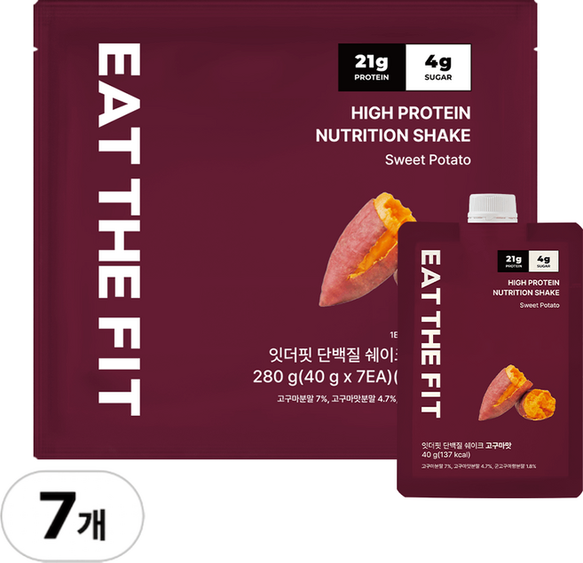 델리스푼 단백질 쉐이크 잇더핏 고구마맛, 40g, 7개