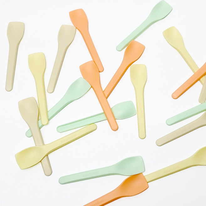 레스랩스 옥수수전분 PLA 일회용 4색 요거트 푸딩 젤라또 아이스크림 수저 소량, PLA미니컬러스푼(3색혼합)벌크, 200개
