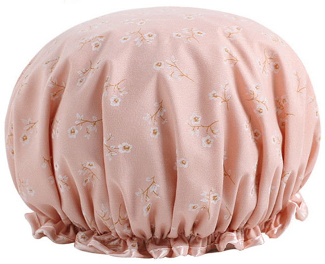 샤워 헤어캡 세안 방수 밴드형 사우나 샤워모자, 1개, 플라워핑크