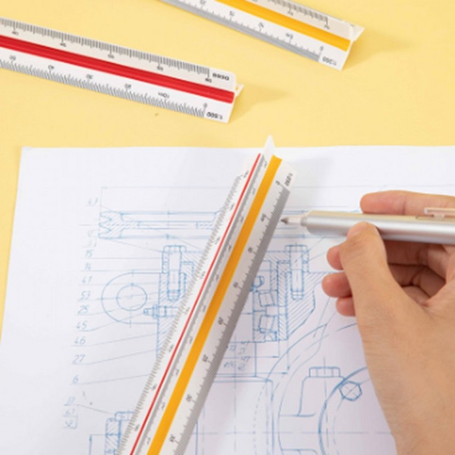 건축 재단 제도용 삼각자 삼각 스케일자 축적자 15cm 30cm 저배율 고배율, 1개, 15cm고배율