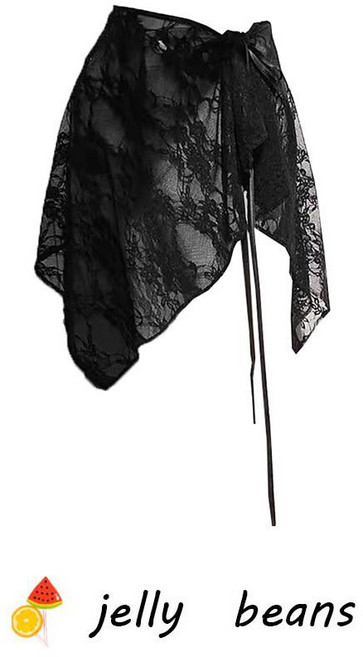 스커트 레이스 랩 미니 블랙 시스루 화이트 블랙