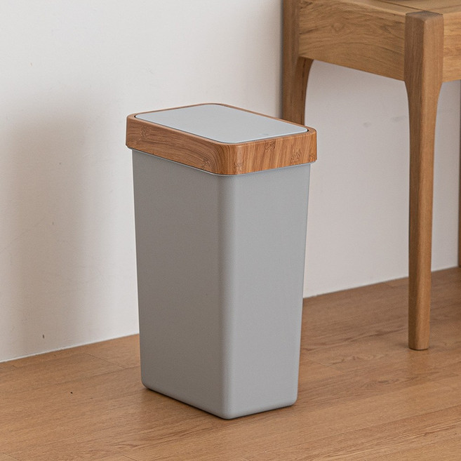 LVAI 파리지앵 우디 원터치 휴지통, 그레이