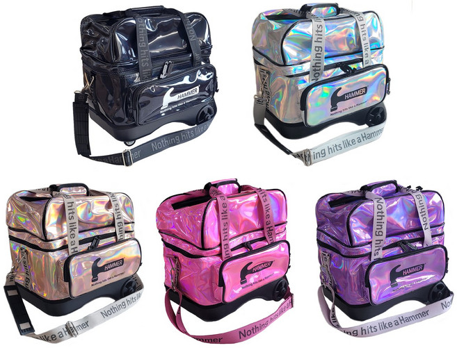 락엔볼-햄머 홀로그램 1볼 롤러백 에나멜 볼링가방, 실버, 1개