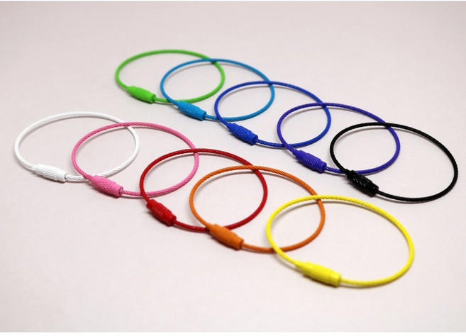 컬러 열쇠고리 와이어 키링 고리 부자재, 노랑, 1개