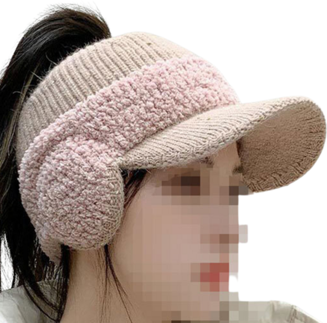 슬로우케어 여성 겨울골프모자 니트모자 따뜻한겨울모자, 블랙, 1개