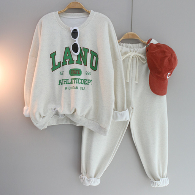 달콩 여성 겨울상하세트 맨투맨 운동복 LAND트레이닝세트(기모)