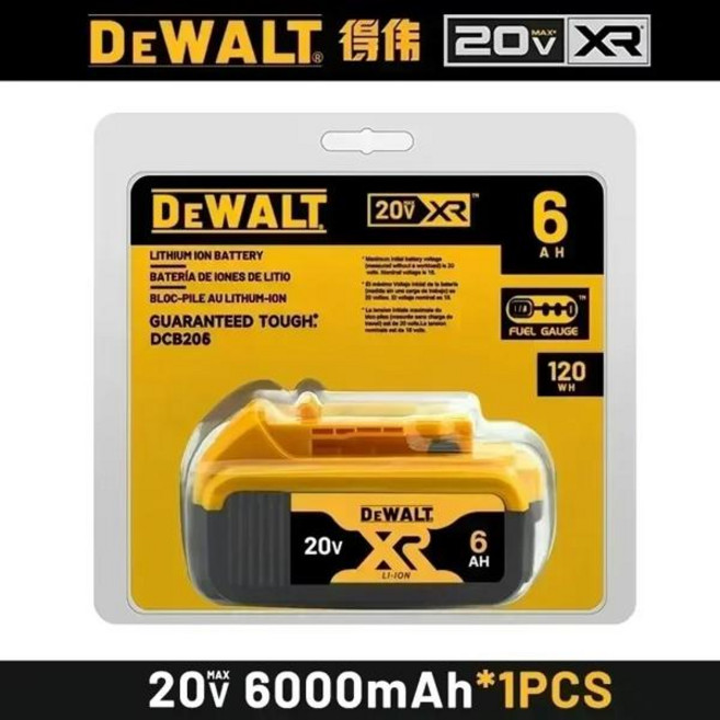 DeWALT 오리지널 배터리 20V 5.0Ah 6.0Ah MAX FlexVolt for DCB606 DCB205 DCB206 DCB209 DCB182 전동 공구충전기 포함, 09 6.0Ah x1 pcs