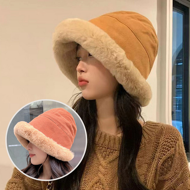 미즈코스 1+1 밍크 보넷 모자 벙거지 퍼 스웨이드 여성 겨울 털모자