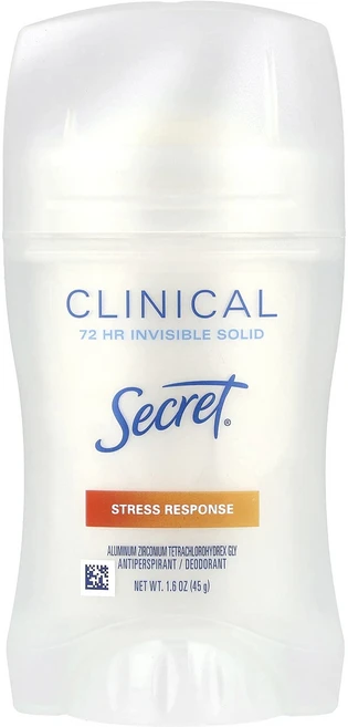 Secret Clinical 72시간 동안 투명한 고체 땀 억제제/데오드란트 스트레스 반응 45g(1.6oz), SecretClinical72시간동안투명한고체땀억제제데, 45g, 1개 - 쿠팡