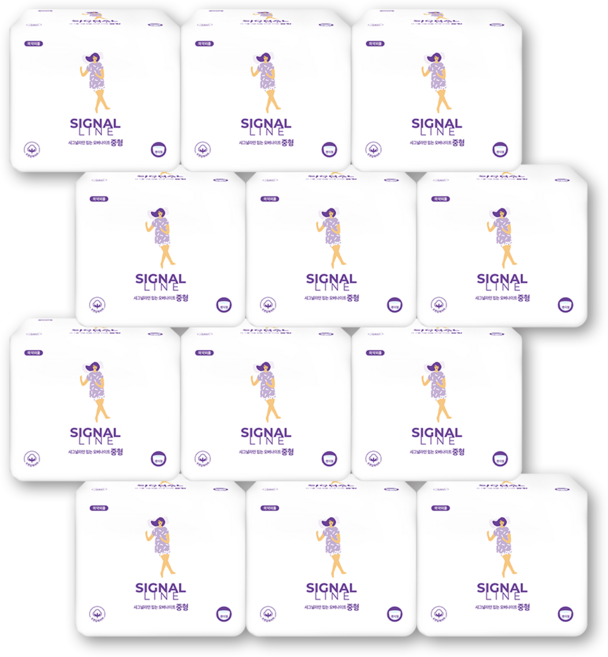 시그널라인 입는 생리대 오버나이트 중형 12팩 96매 팬티형 국내제조 사은품, 12개, 8매입
