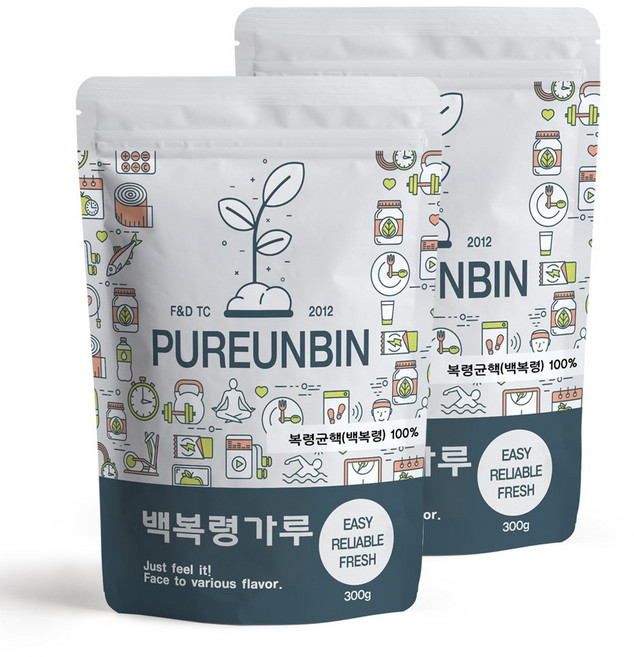 푸른빈 백복령 가루, 2개, 300g