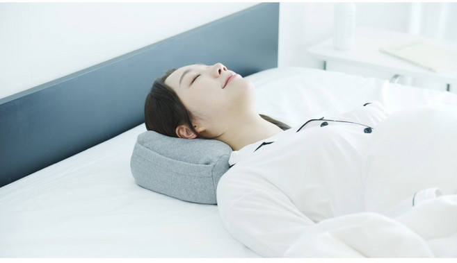 쿠쉬 미니 경추베개 라텍스 기능성베개 일자목 거북목 목디스크 차박 캠핑 여행용, 1개, 그레이(회색)