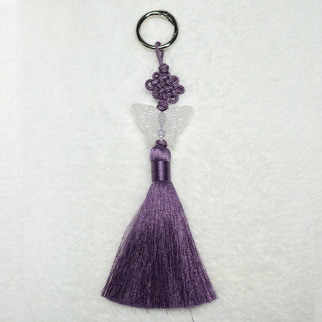 엠쿠 핸드메이드 고급 원사 노리개 키링, 퍼플, 1개