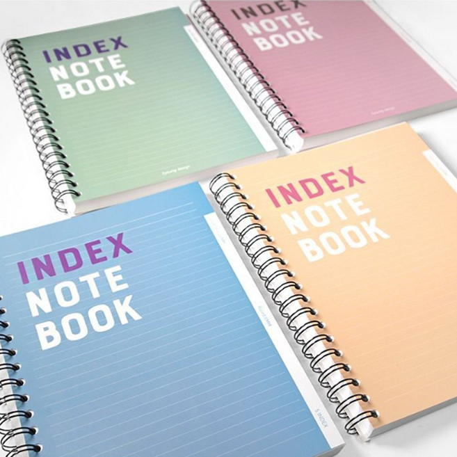 스프링 유선노트 인덱스 줄 공책 연습장 필기 LHCUNO0052 리틀하우스마켓, 베이지