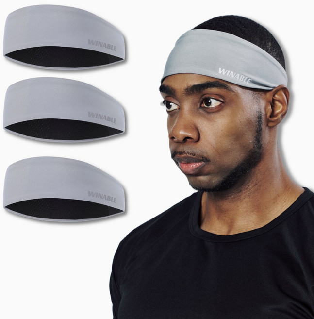 3개 Set 윈어블 남여공용 스포츠 쿨 헤어밴드 헬스 러닝 스웨트 땀흡수 땀흘림 방지 밴드, 3세트, 그레이