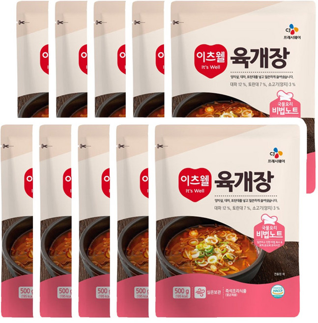 CJ 이츠웰 육개장 레토르트 500g, 10개