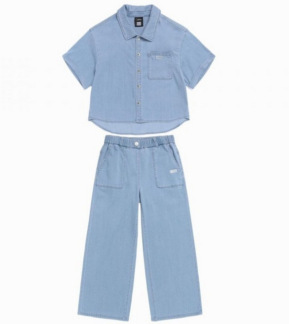 여아 텐셀데님 셔츠 와이드팬츠 세트 K262GSH040GPT040 NDI145 FTE511