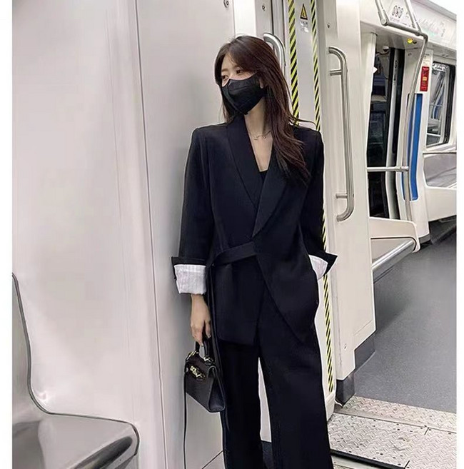 【顯瘦減齡】胖mm西裝套裝 闊腿褲套裝 兩件套 西裝褲 休閒套裝 大碼女裝 微胖穿搭 高腰垂感 春秋通勤 大嫂同款