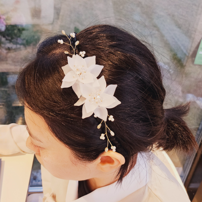 BEEU 비유 별꽃 한복 댕기머리띠 & 댕기 머리장식 / 명절 설 추석 돌잔치 결혼식 예식 국악 여성 여아 성인 한복 배씨 머리띠 머리장식 장신구 헤어장식 헤어악세사리 헤어액세서리