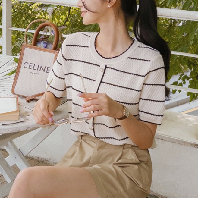 [마이더스비] 이푸 물결 스트라이프 니트