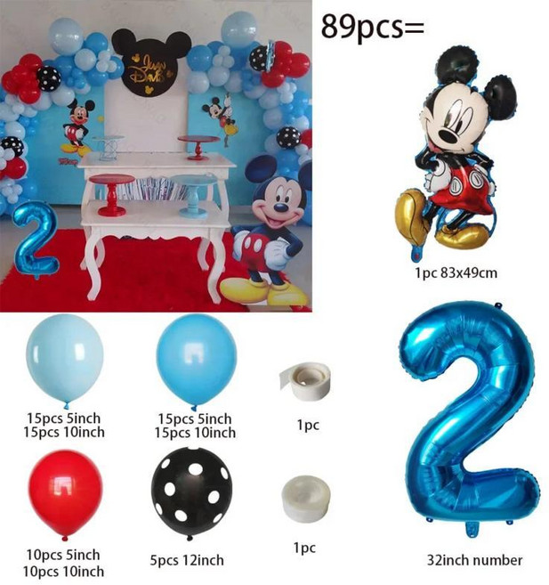 라텍스 풍선 파티 장식 만화 미키 숫자 생일, 8. Number 2