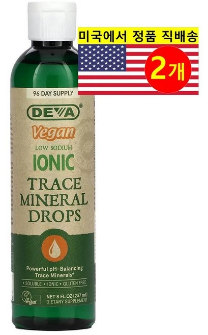 Deva 저염 이온 미량 미네랄 드롭 Low Sodium Ionic Trace Mineral Drops, 2개, 237ml - 쿠팡