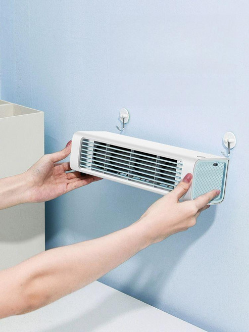 차량용 미니 에어컨 무시동에어컨 냉방기 자동차용 에어콘 차박 차박용 캠핑 트럭, 3000mAh, 충전형 블루