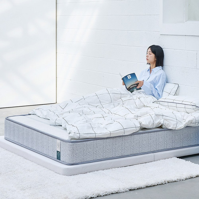 (전국무료배송설치+추가배송비X) 휴도 제주 21cm 허리 라텍스 매트리스 본넬 싱글 슈퍼싱글 퀸 킹, 그레이 (HA01555), 중간 단단함