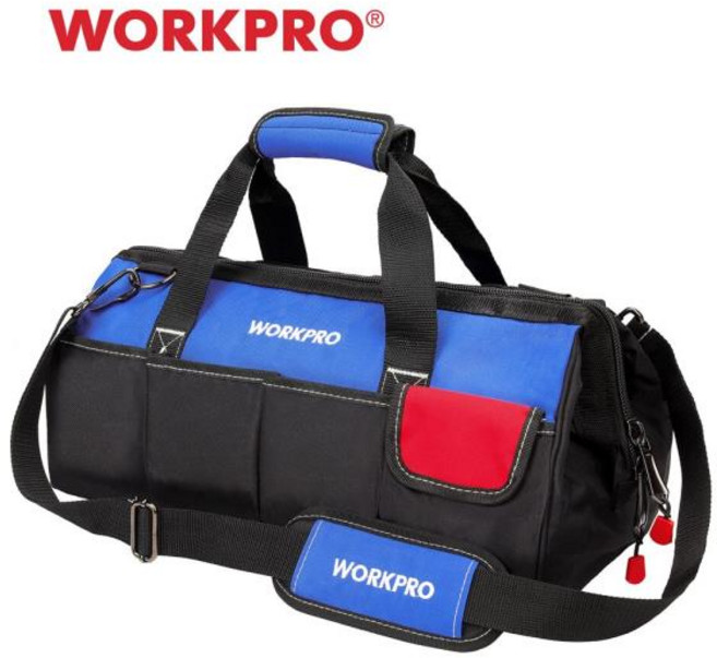 공구정리대 WORKPRO 다기능 방수 도구 가방 멀티 포켓 낙하 방지 정리 숄더백 13 인치 14 16 18 인치, 1개