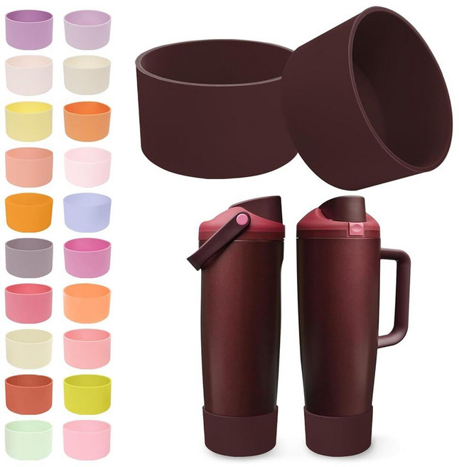 Kaitiaki Owala 887.2ml30온스 및 1.2L40온스 FreeSip 스웨이 병 텀블러용 실리콘 부츠 2개 - 미끄럼 방지 긁힘 액세서리용 안정성 향상제블랙 체리, 블랙 체리