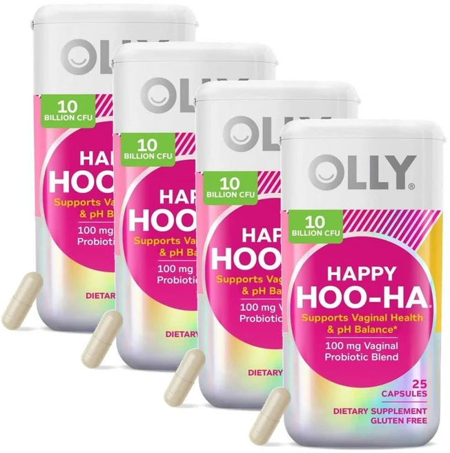 올리 해피 후하 여성 프로바이오틱 블랜드 캡슐 OLLY Happy Hoo-Ha, 4개, 25정 - 쿠팡
