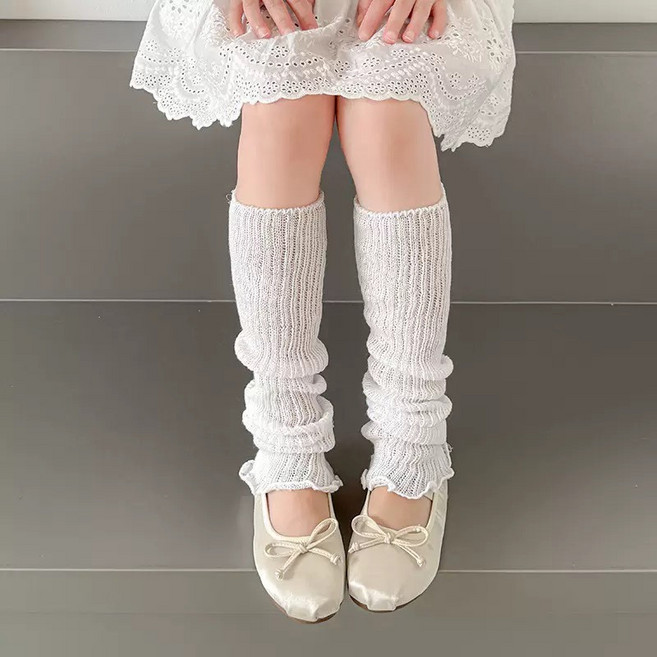 女童白色針織襪套
