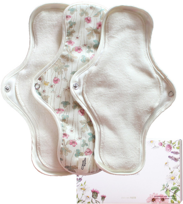 코튼블릭 면생리대 순면 날개 자운영 대형 3장, 1개, 3매입