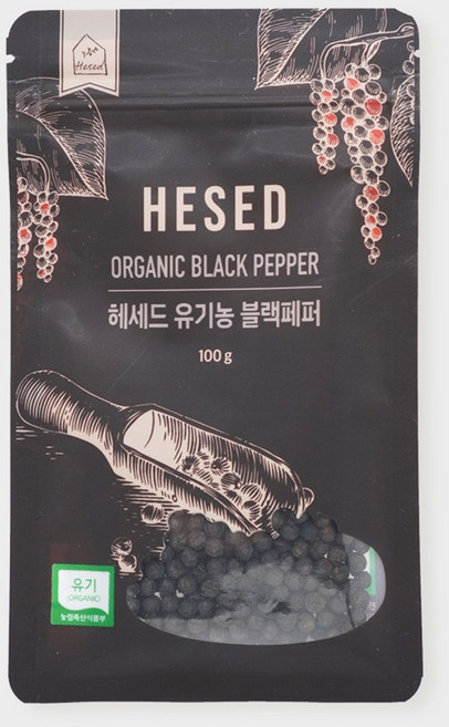 헤세드 유기농 블랙페퍼 비닐파우치, 1개, 100g