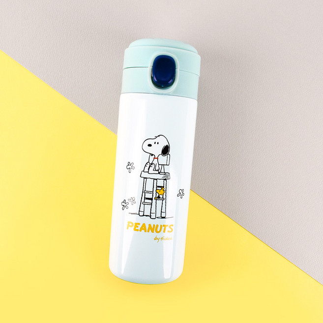 홈앤키즈 스누피 캡슐 원터치 이중 스텐 텀블러 400ml 보온물병 보냉텀블러, 캡슐 원터치 이중 스텐 텀블러_스누피, 1개