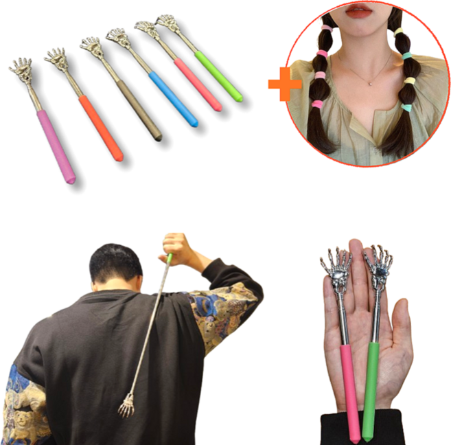 때깔좋은집 스텐 효자손 길이조절 접이식 손모양 4단 56cm, 2개, 랜덤